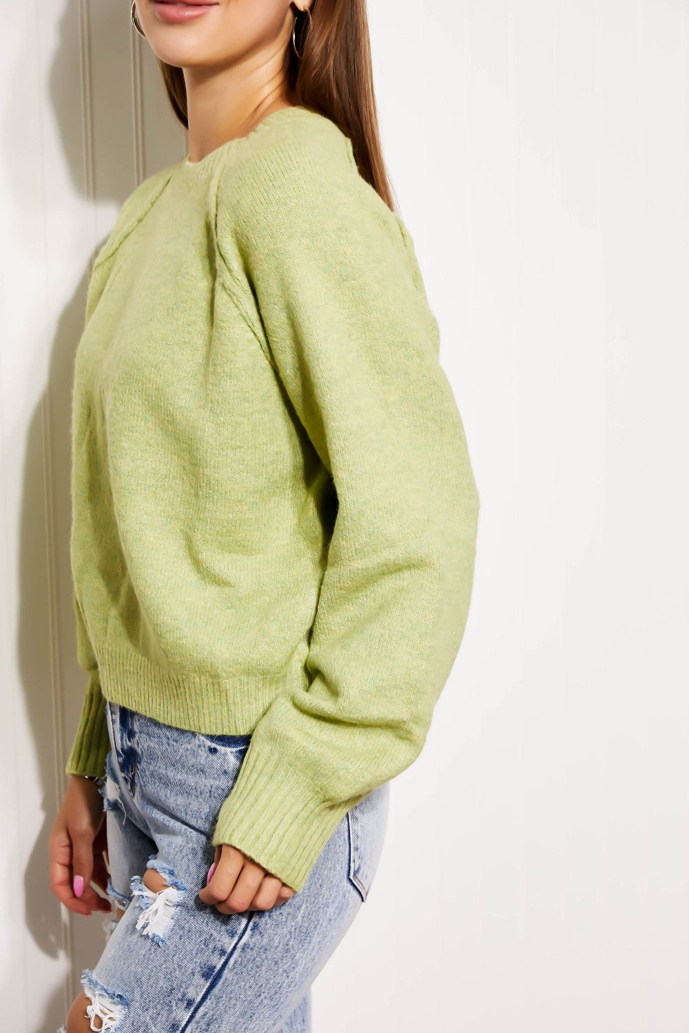 GeeGee Having Fun Reverse Stitch Cropped Sweater -