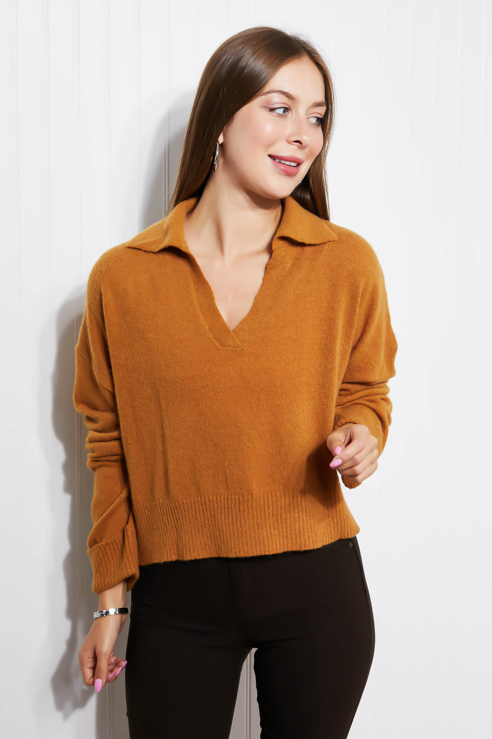 HYFVE Back to School Collared Long Sleeve Sweater -