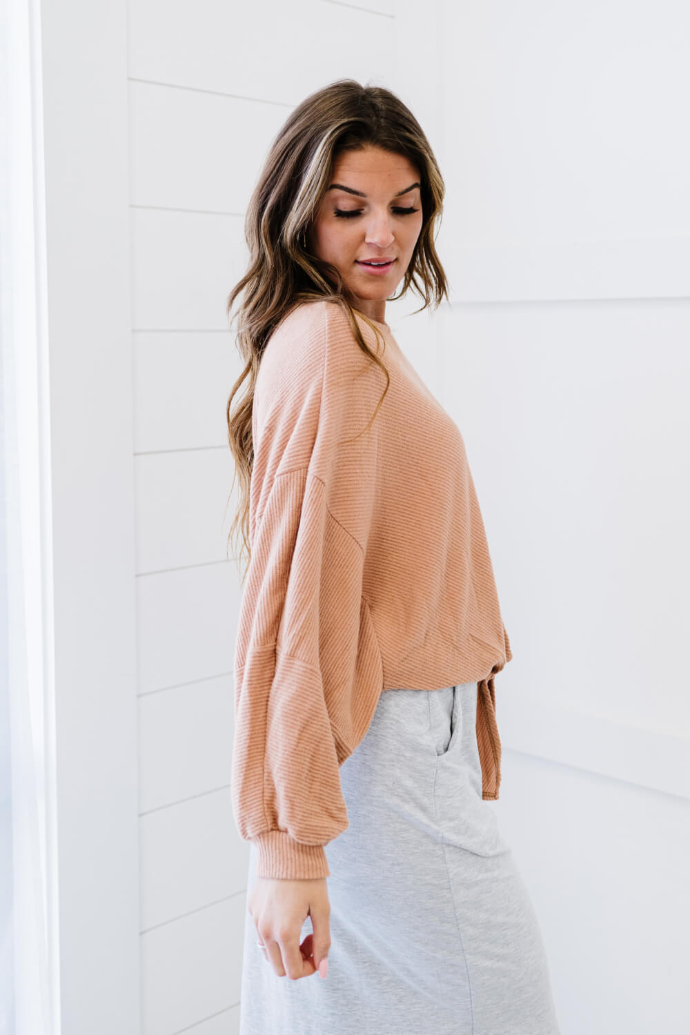 Hailey & Co All Tied Up Ribbed Top -