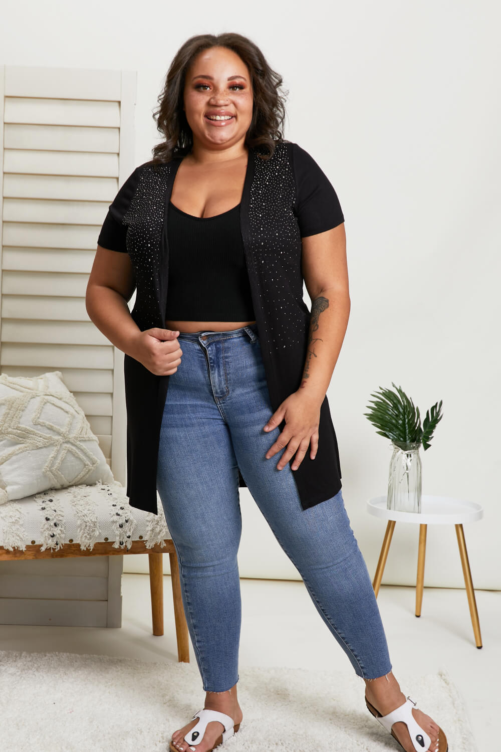 Vocal See You at Eight Studded Duster Cardigan -
