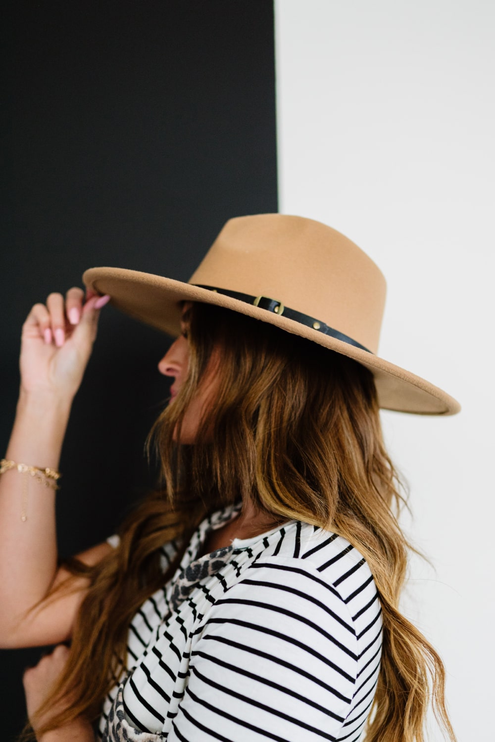 Justin Taylor Lookin' Good Faux Leather Strap Fedora -