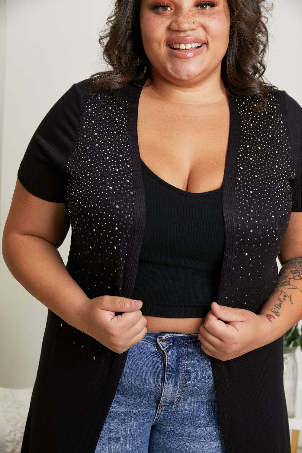 Vocal See You at Eight Studded Duster Cardigan -