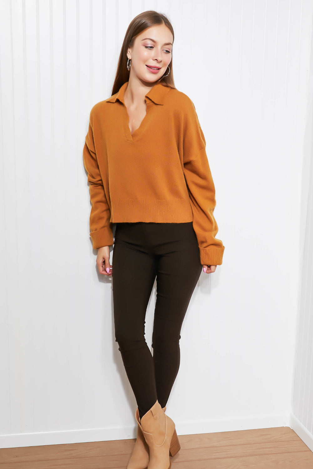HYFVE Back to School Collared Long Sleeve Sweater -