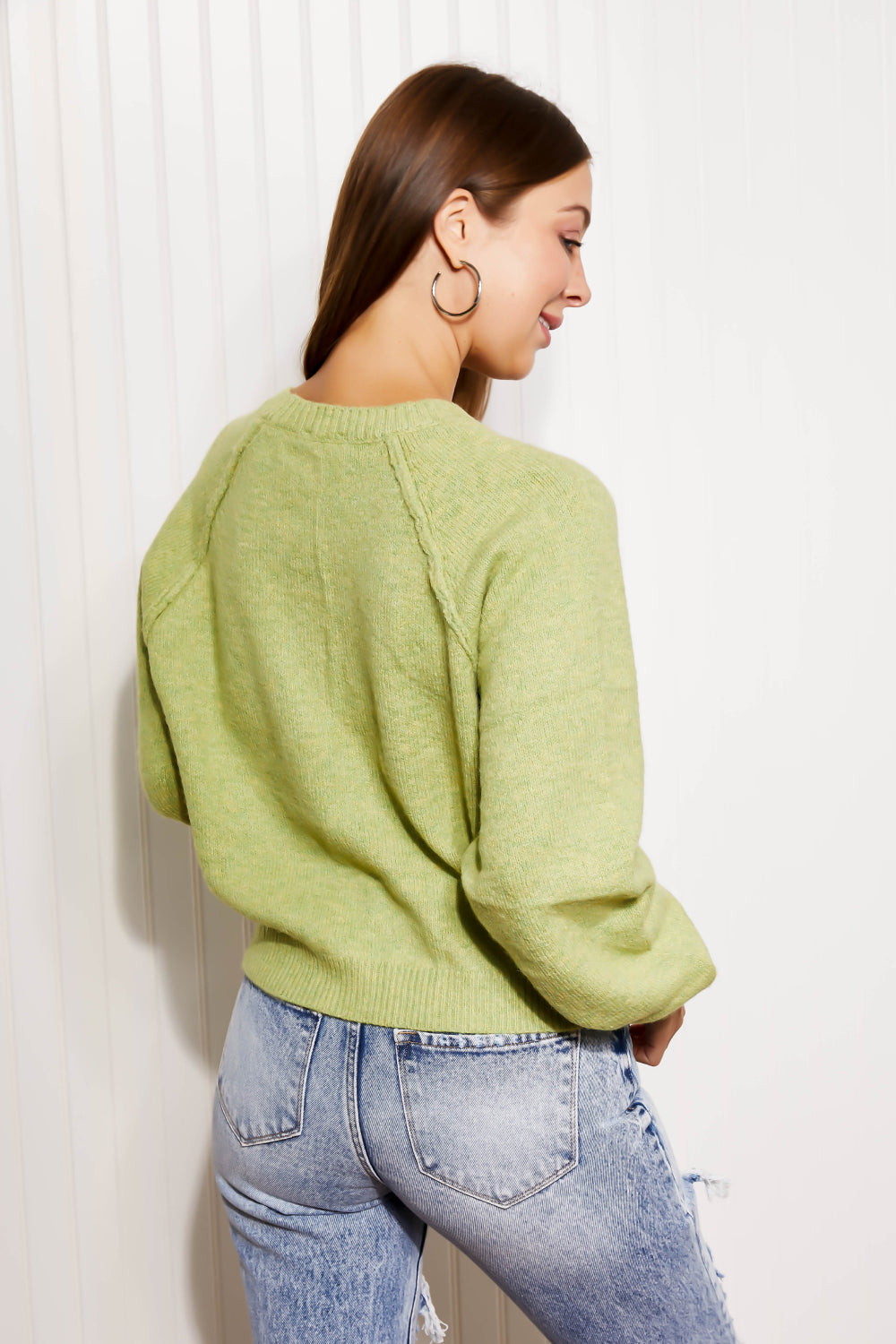 GeeGee Having Fun Reverse Stitch Cropped Sweater -