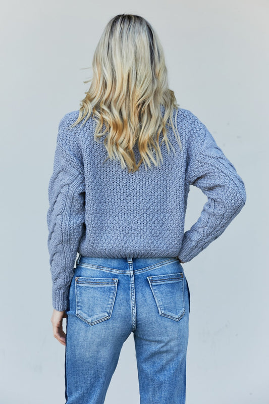 Zenana Cable-Knit Button Front Cropped Cardigan -