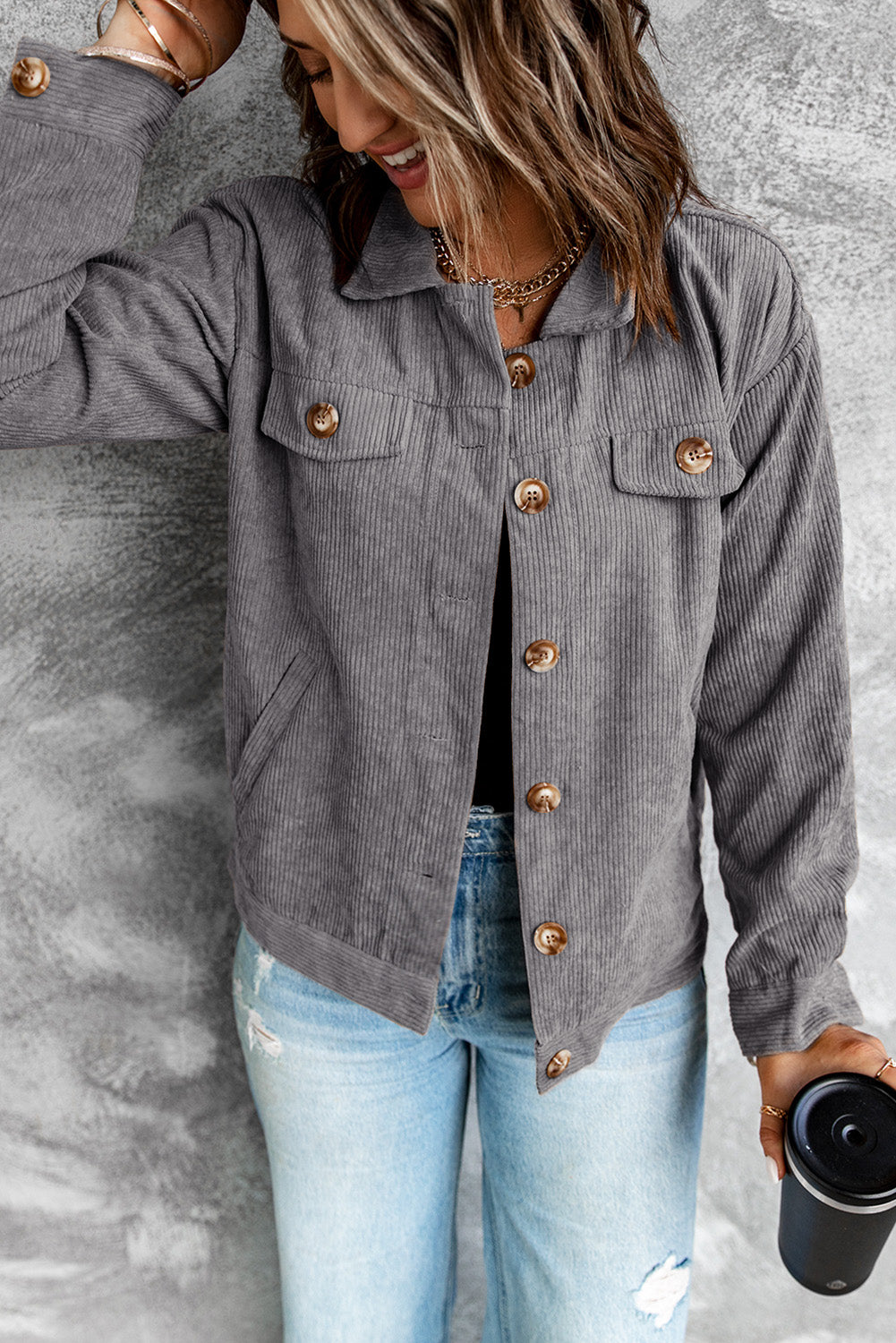 Corduroy Long Sleeve Jacket -