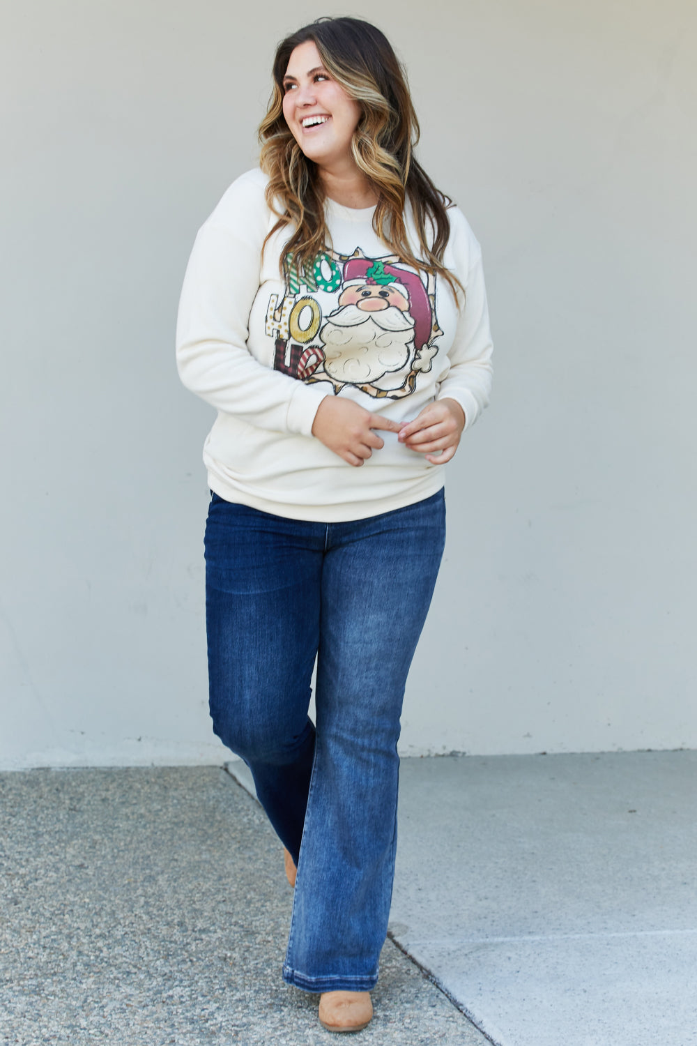 TEES2URDOOR Full Size Mommy and Me Christmas Graphic Dropped Shoulder Sweatshirt -