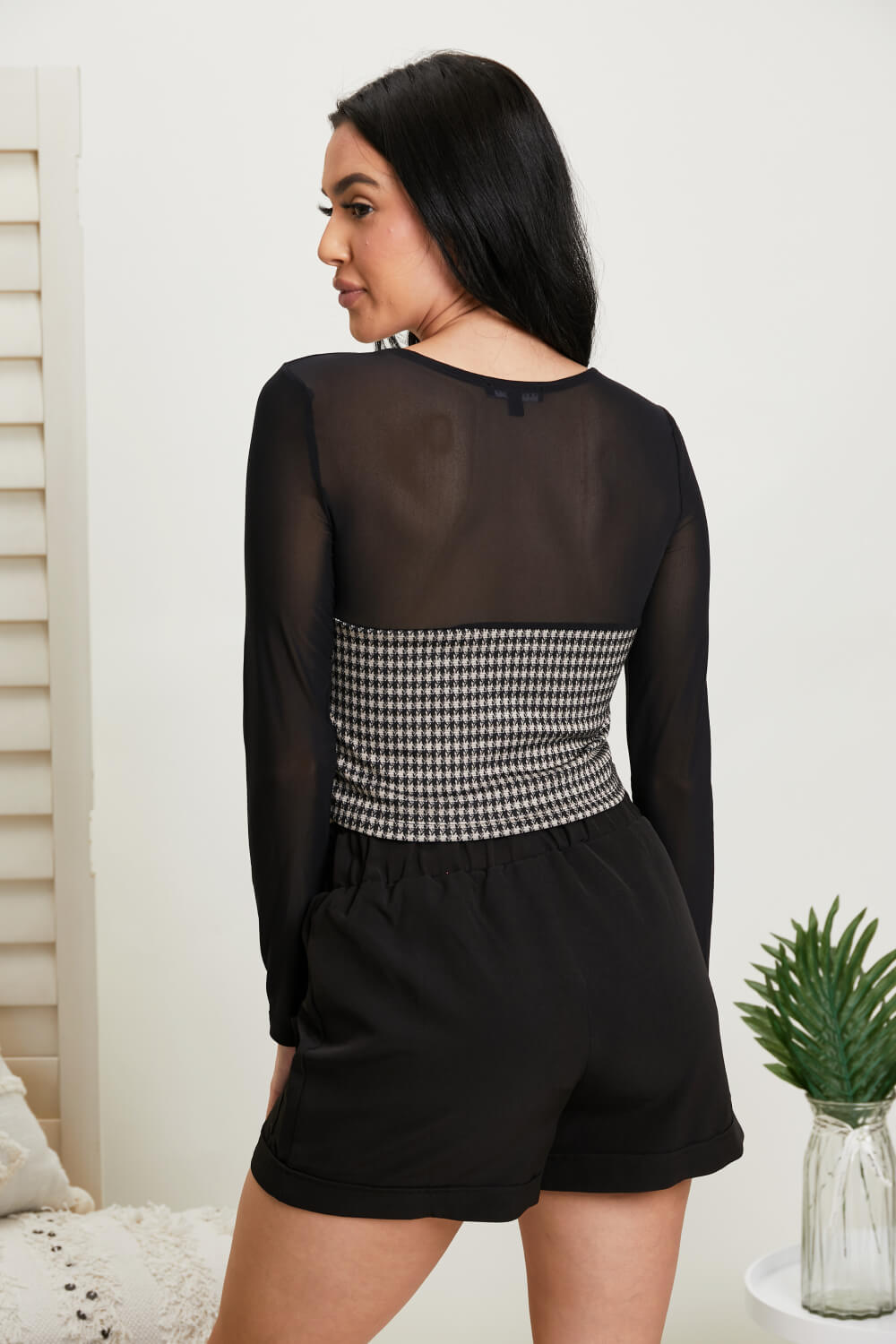 SHOPIRISBASIC Spoken For Houndstooth Crop Top -