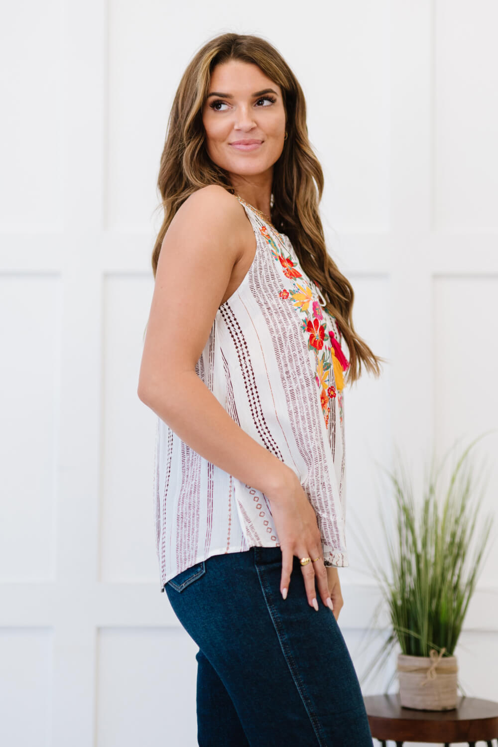 Andree by Unit Serenade Me Full Size Embroidered Sleeveless Blouse -