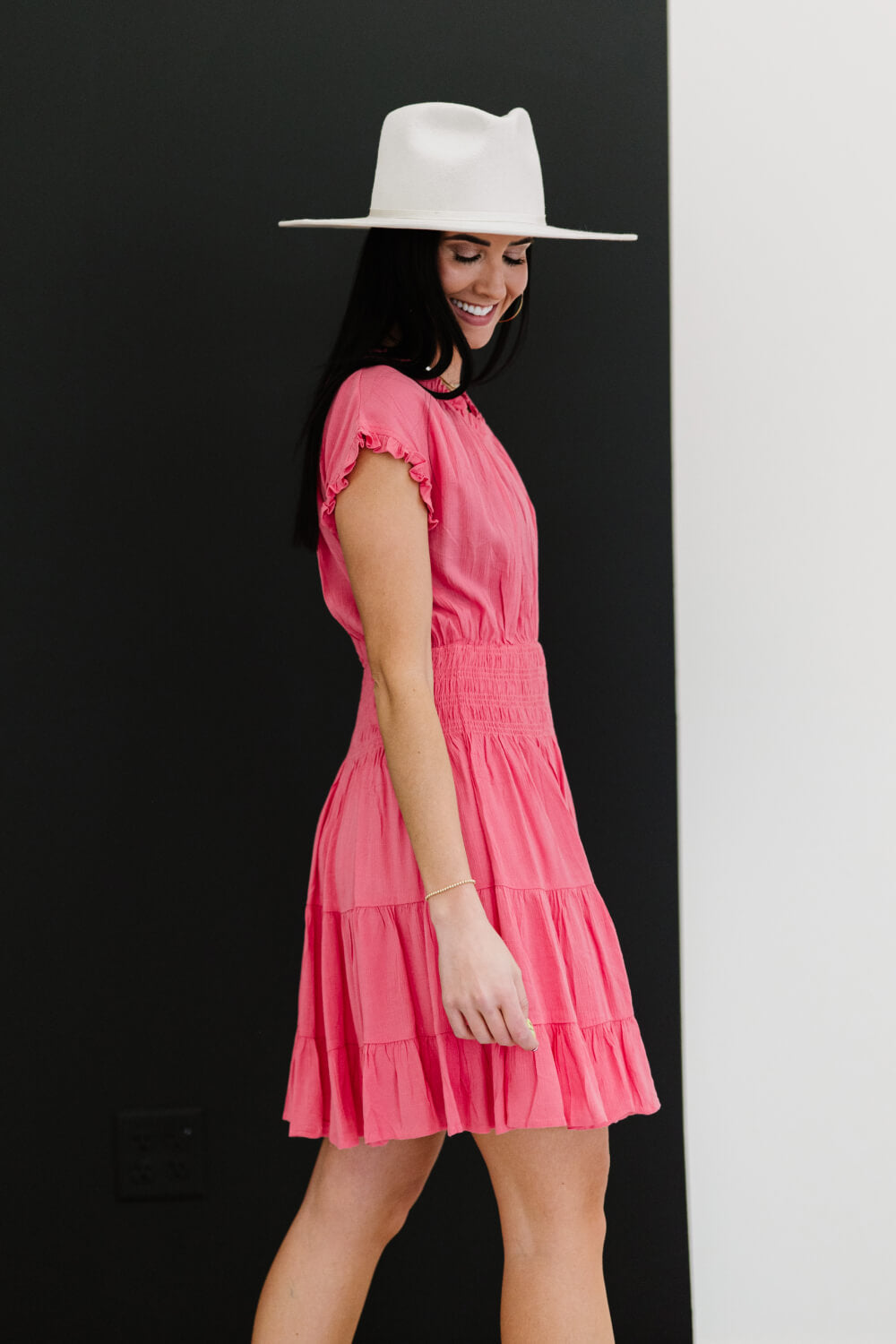 ODDI Pink Passion Full Size Run Smocked Waist Dress -