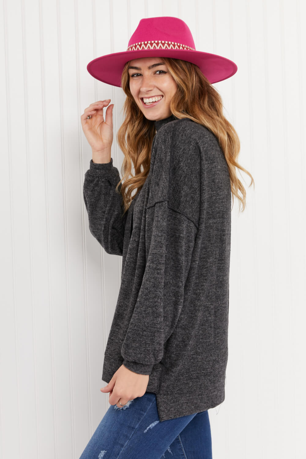 Zenana Infinitely Cozy Full Size Mock Neck Sweater -