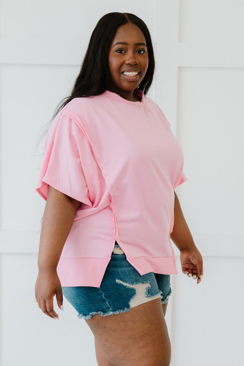 Sew In Love Sippin' Lemonade French Terry Top in Pink -