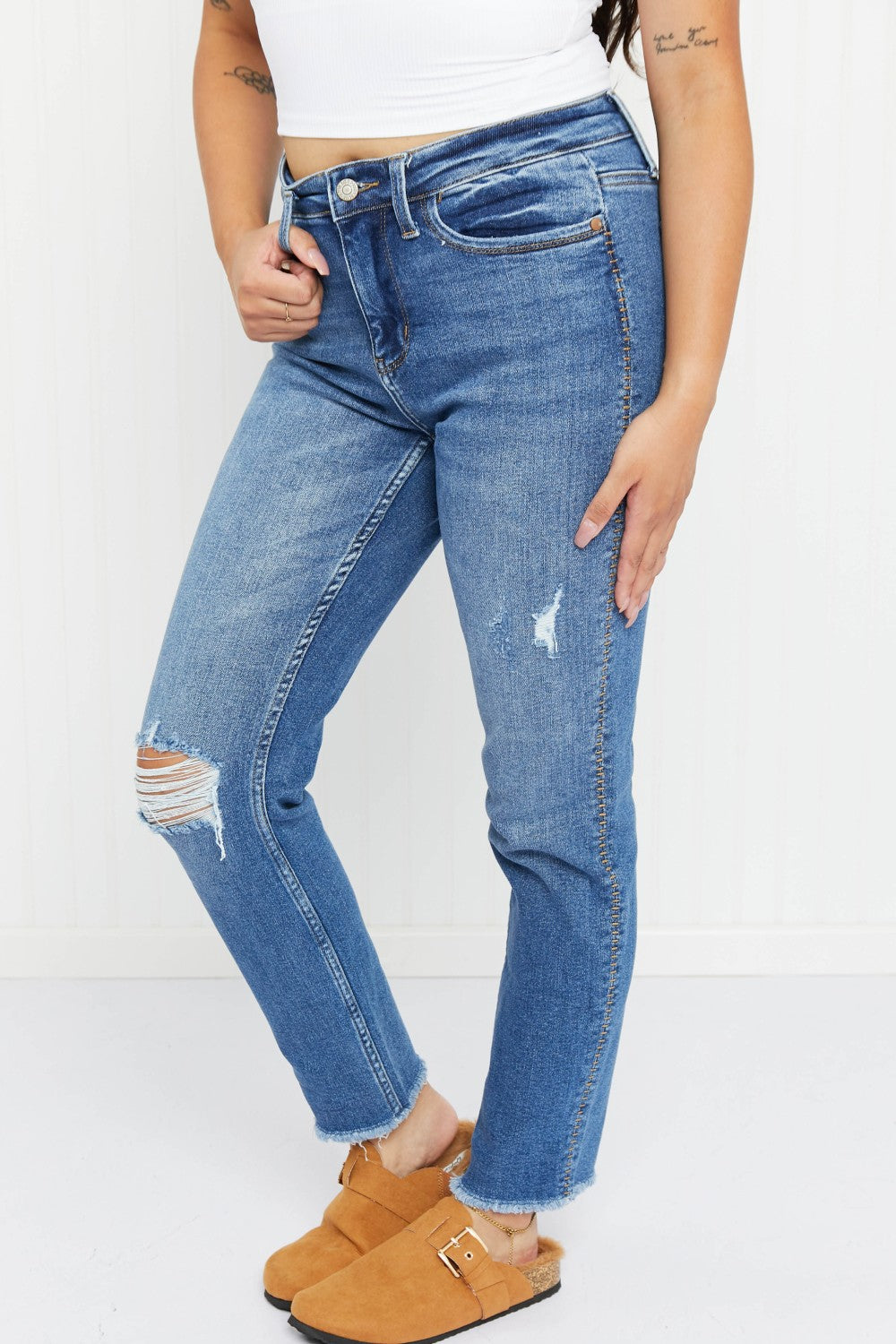 Judy Blue Cora Howdy Embroidery Boyfriend Jeans -