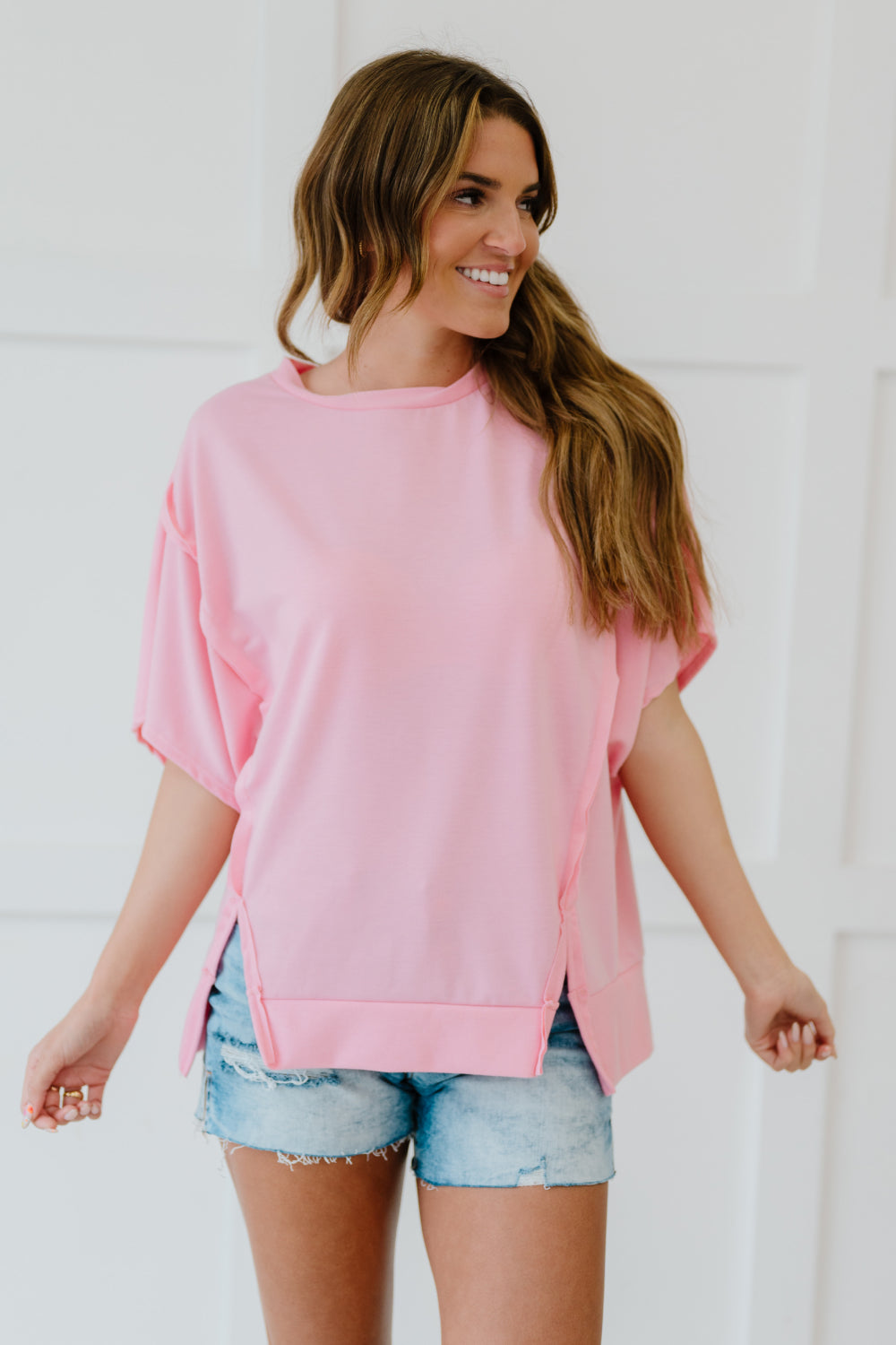 Sew In Love Sippin' Lemonade French Terry Top in Pink -