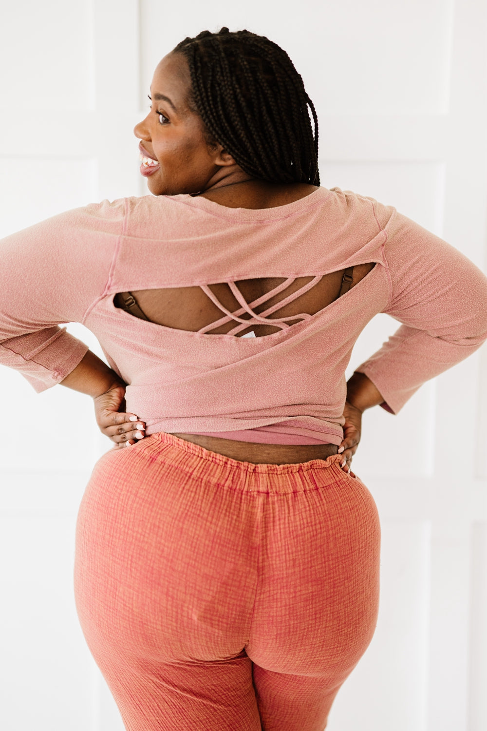 White Birch Hey Babe Lattice Detail Top -