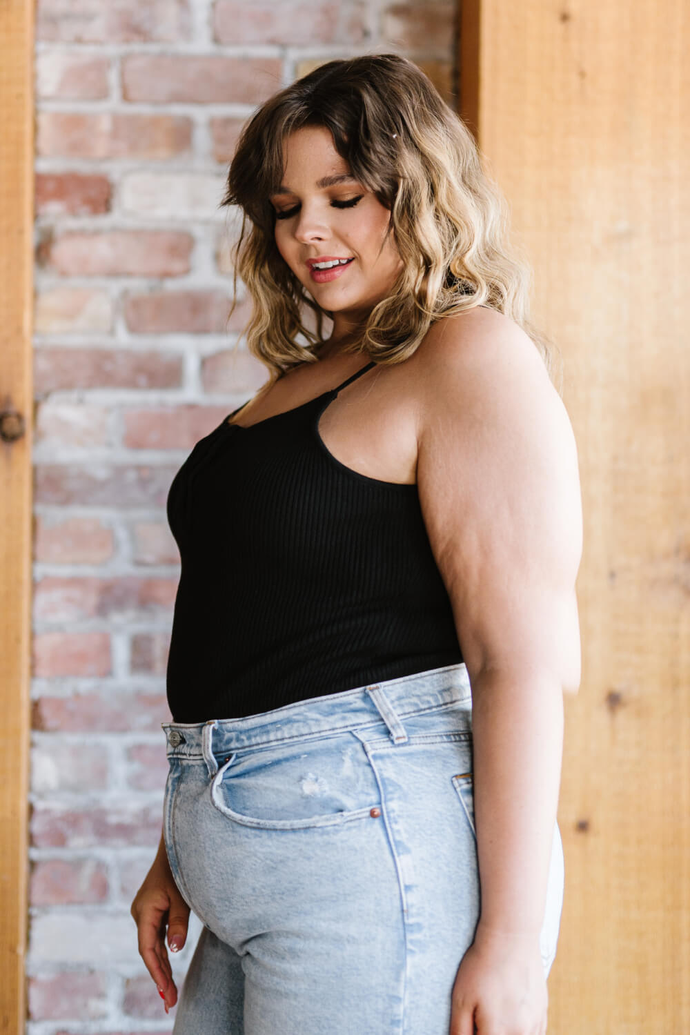 White Birch Laced-Up Luxe Ribbed Bodysuit -