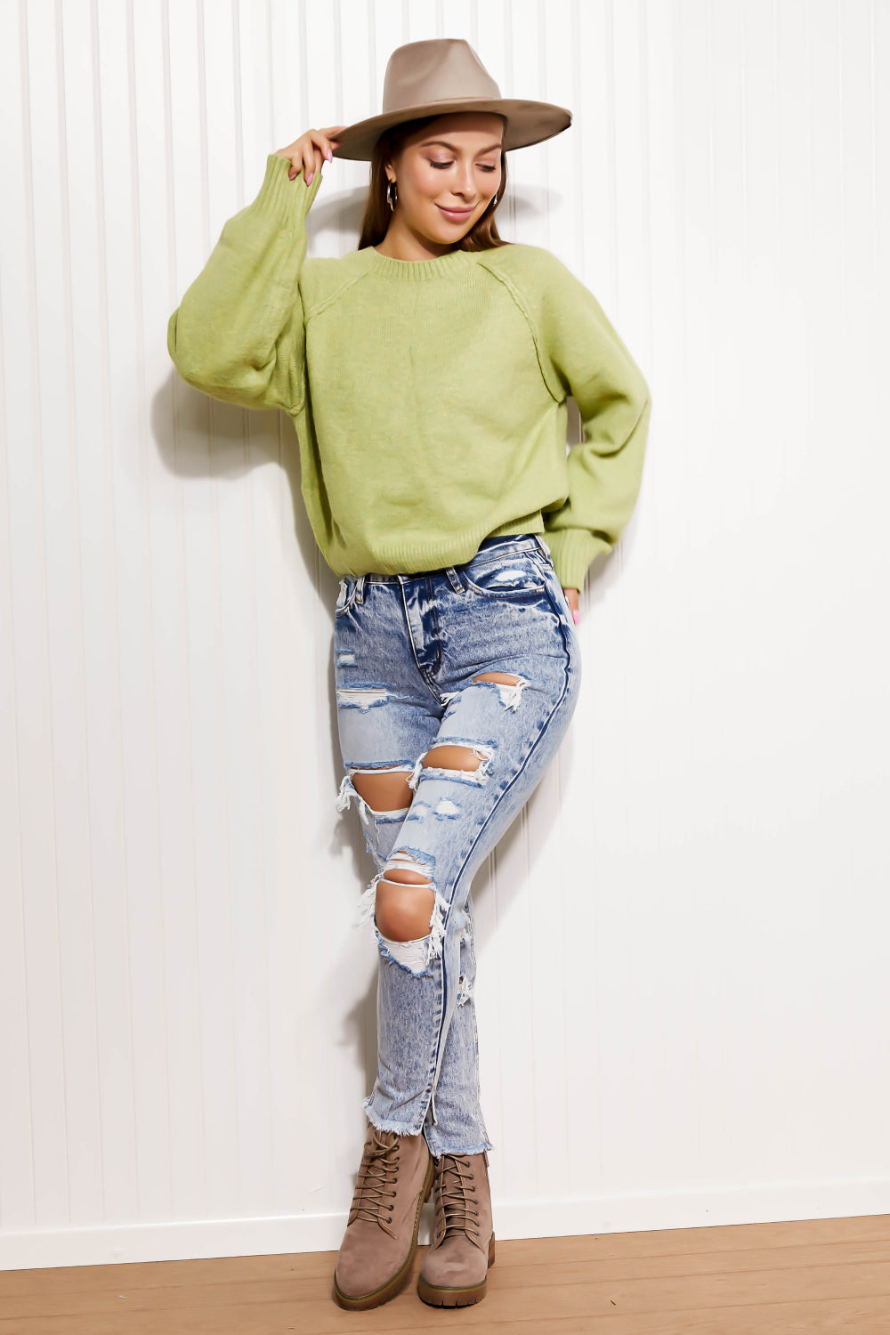 GeeGee Having Fun Reverse Stitch Cropped Sweater -
