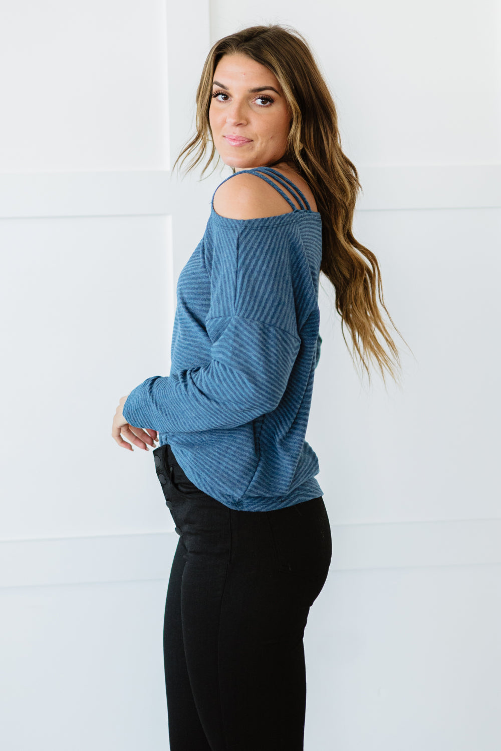 BiBi Rainy Day Strap Detail Knit Top -