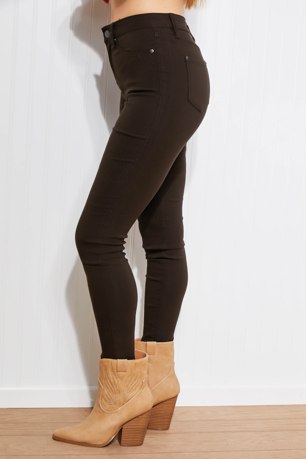 YMI Jeanswear Kate Hyper-Stretch Mid-Rise Skinny Jeans in Clove -