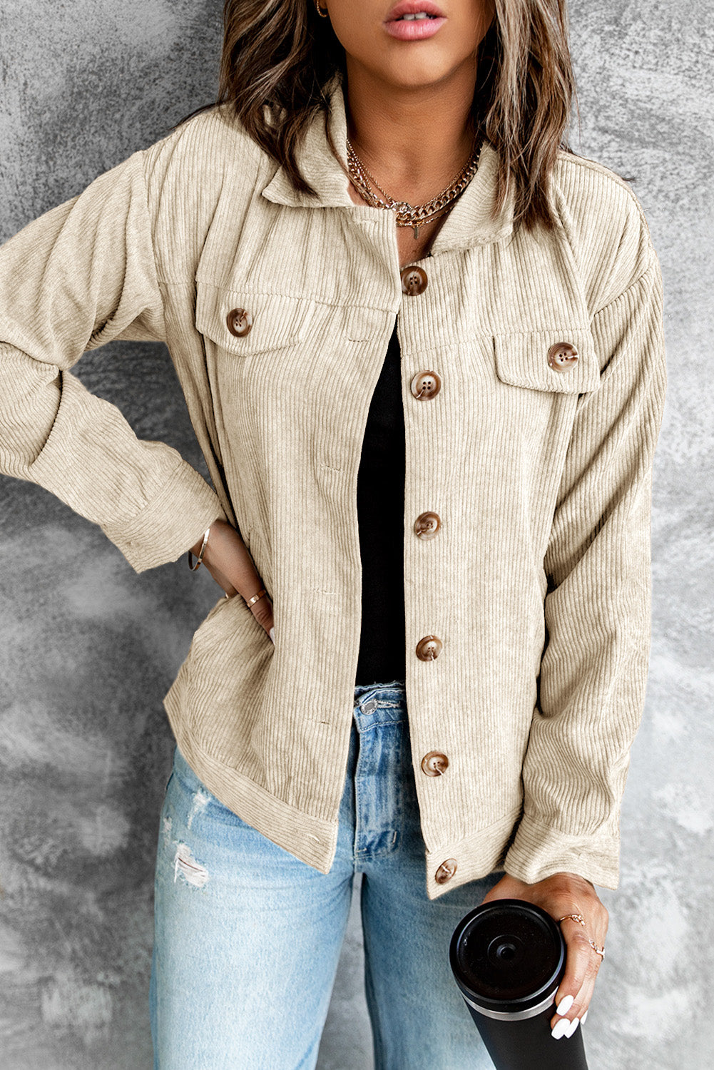 Corduroy Long Sleeve Jacket -