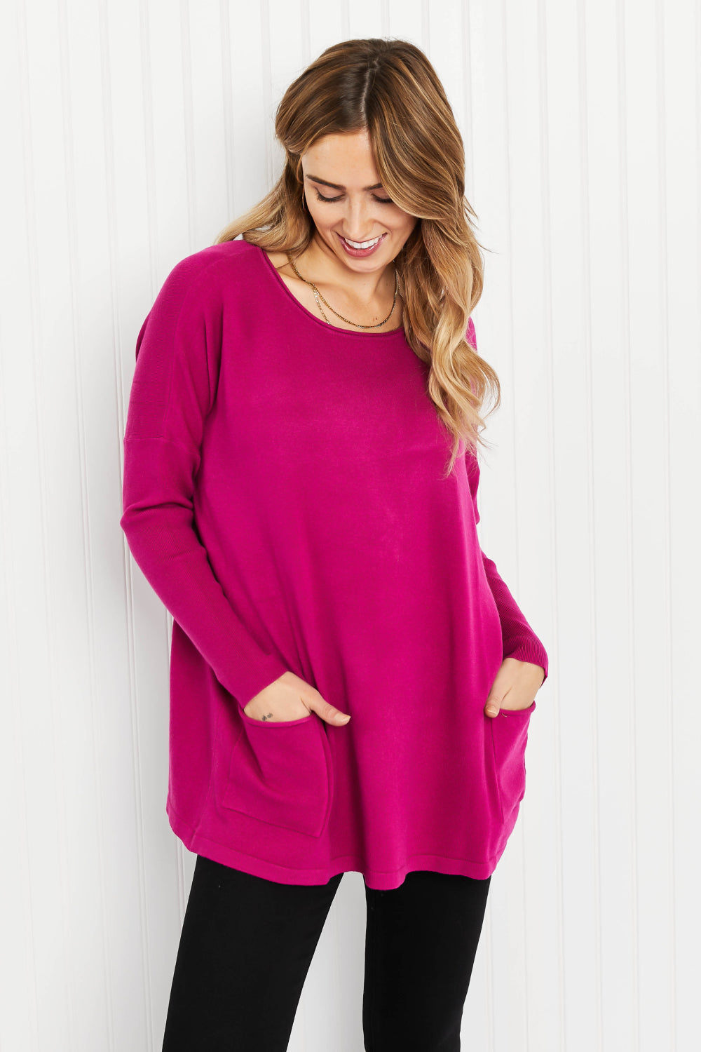 Zenana Autumn On My Mind Front Pocket Sweater -