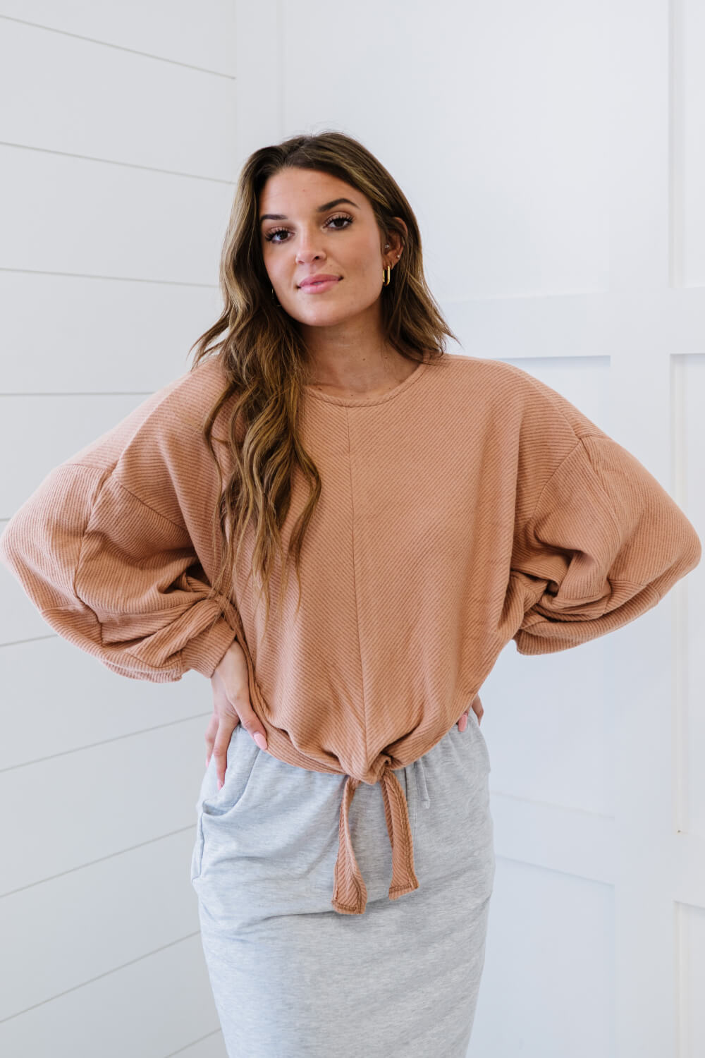 Hailey & Co All Tied Up Ribbed Top -