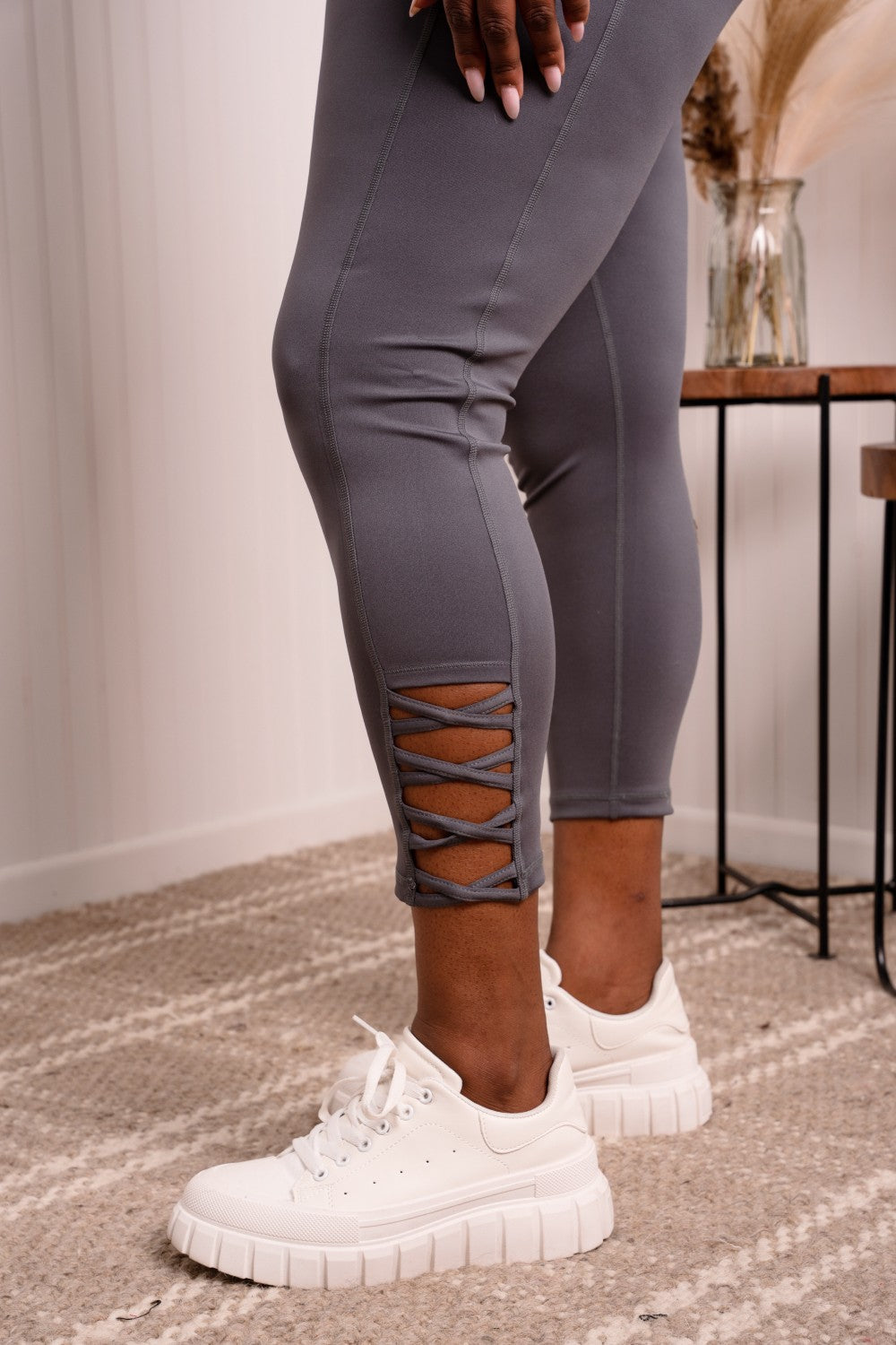 Yelete Full Size Crisscross Elastic Waistband Yoga Leggings -