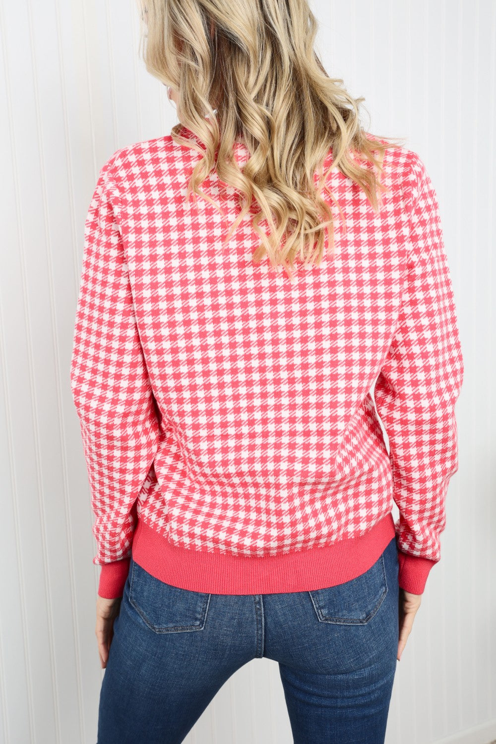 Sew In Love Full Size Houndstooth Button-Up Cardigan -