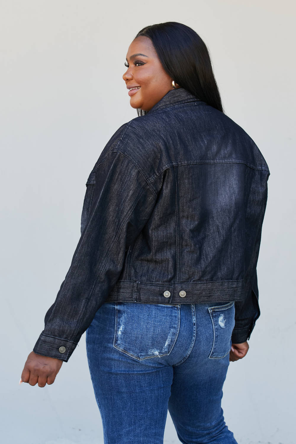 Sew In Love Full Size Collared Denim Jacket -
