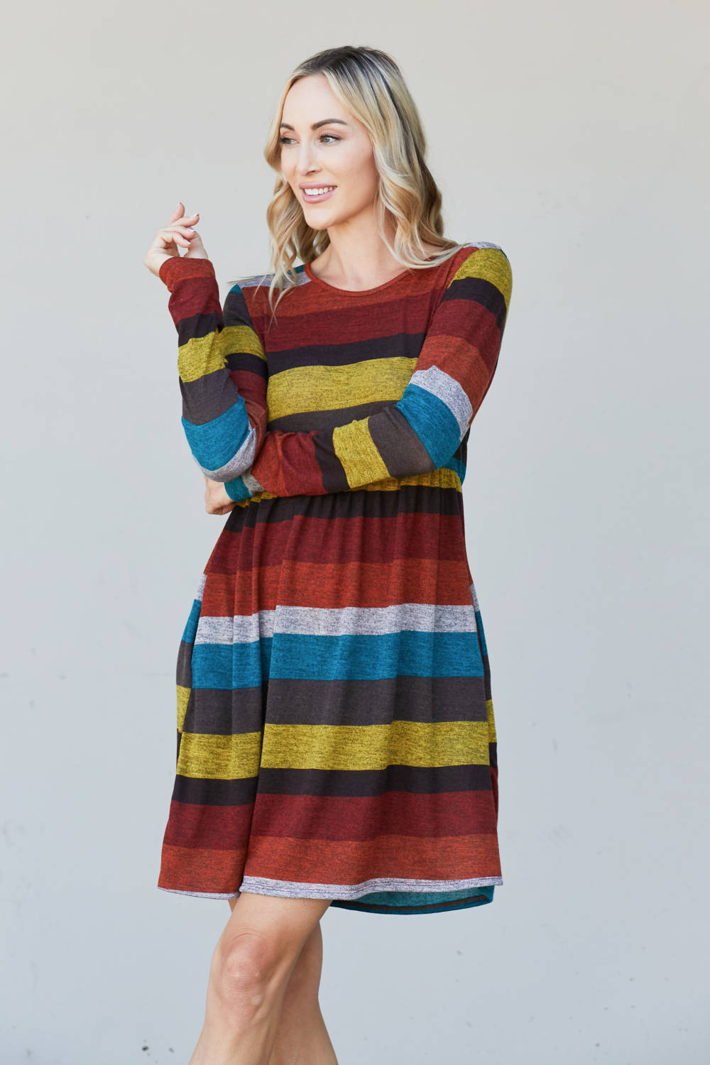 Heimish Full Size Striped Pleated Dress -