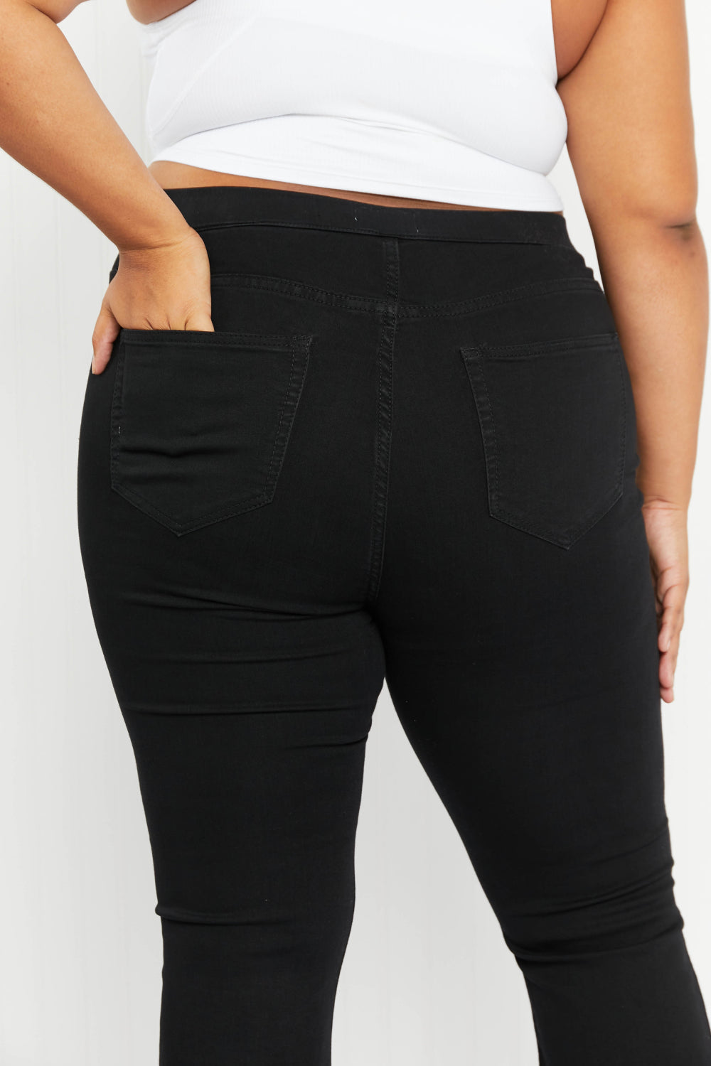 Cello Marley Full Size Elastic Waist Flared Jeggings -