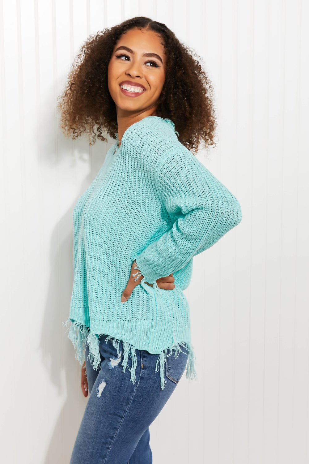 Sew In Love Uptown Girl Distressed Sweater -