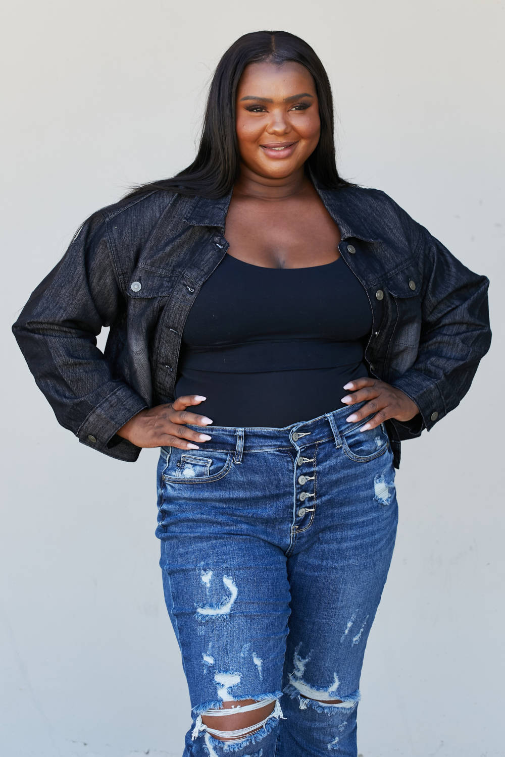 Sew In Love Full Size Collared Denim Jacket -