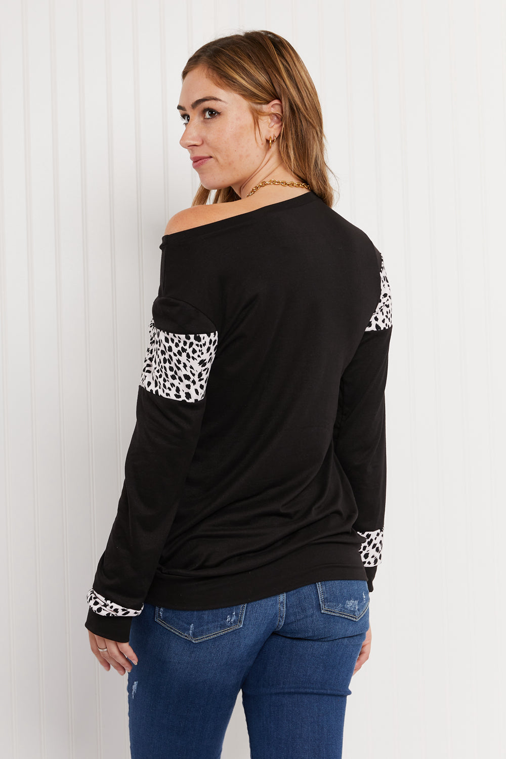 Acting Pro Wild for the Weekend Full Size Leopard Contrast Top -