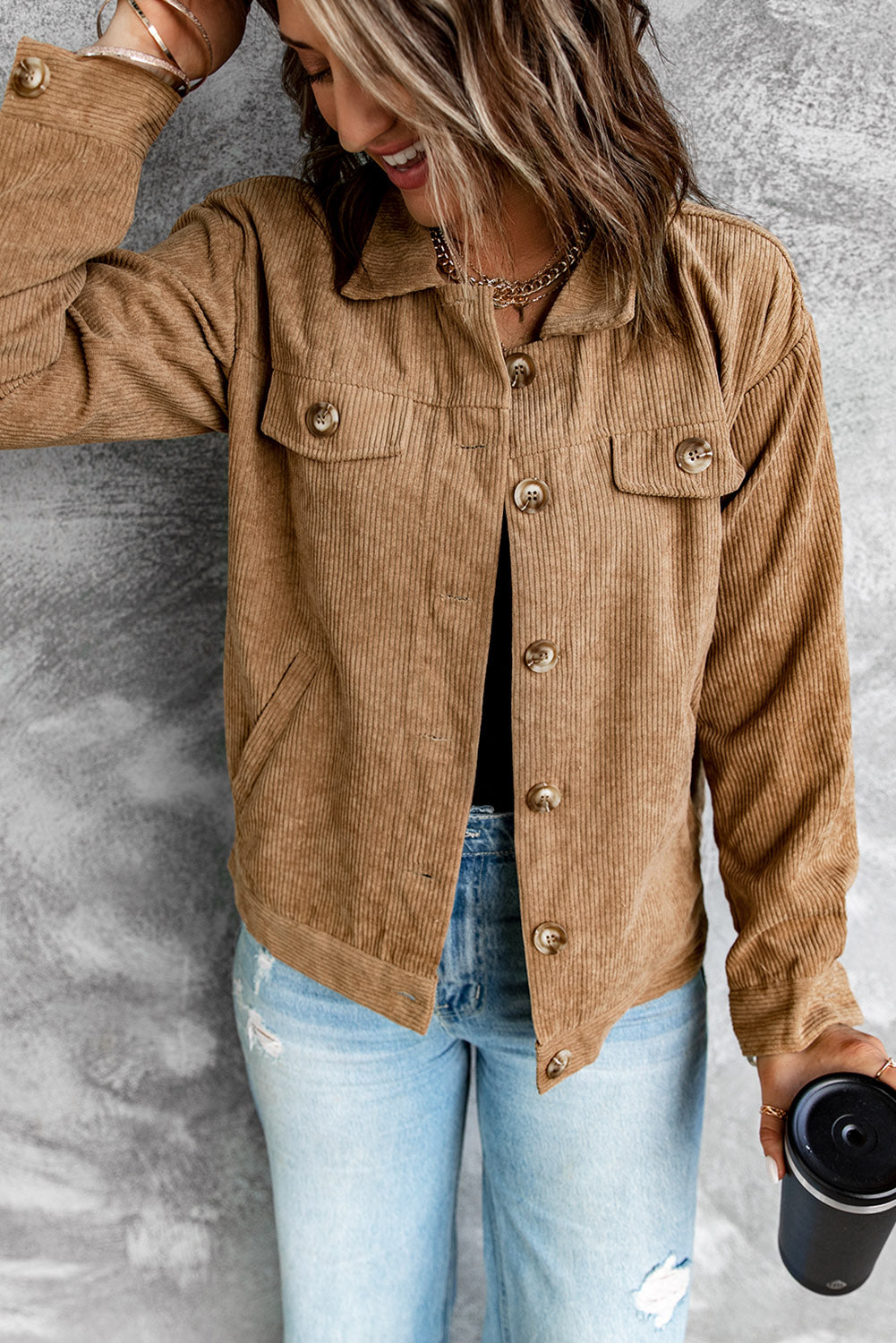 Corduroy Long Sleeve Jacket -