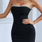 Rhinestone Trim Strapless Slit Bandage Dress -