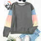 Color Block Ribbed Trim Sweatshirt -