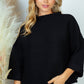 White Birch Full Size Horizontal-Ribbing Sweater in Black -