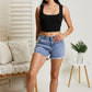 Vocal No Hard Feelings Lace-Up Shorts in Denim -