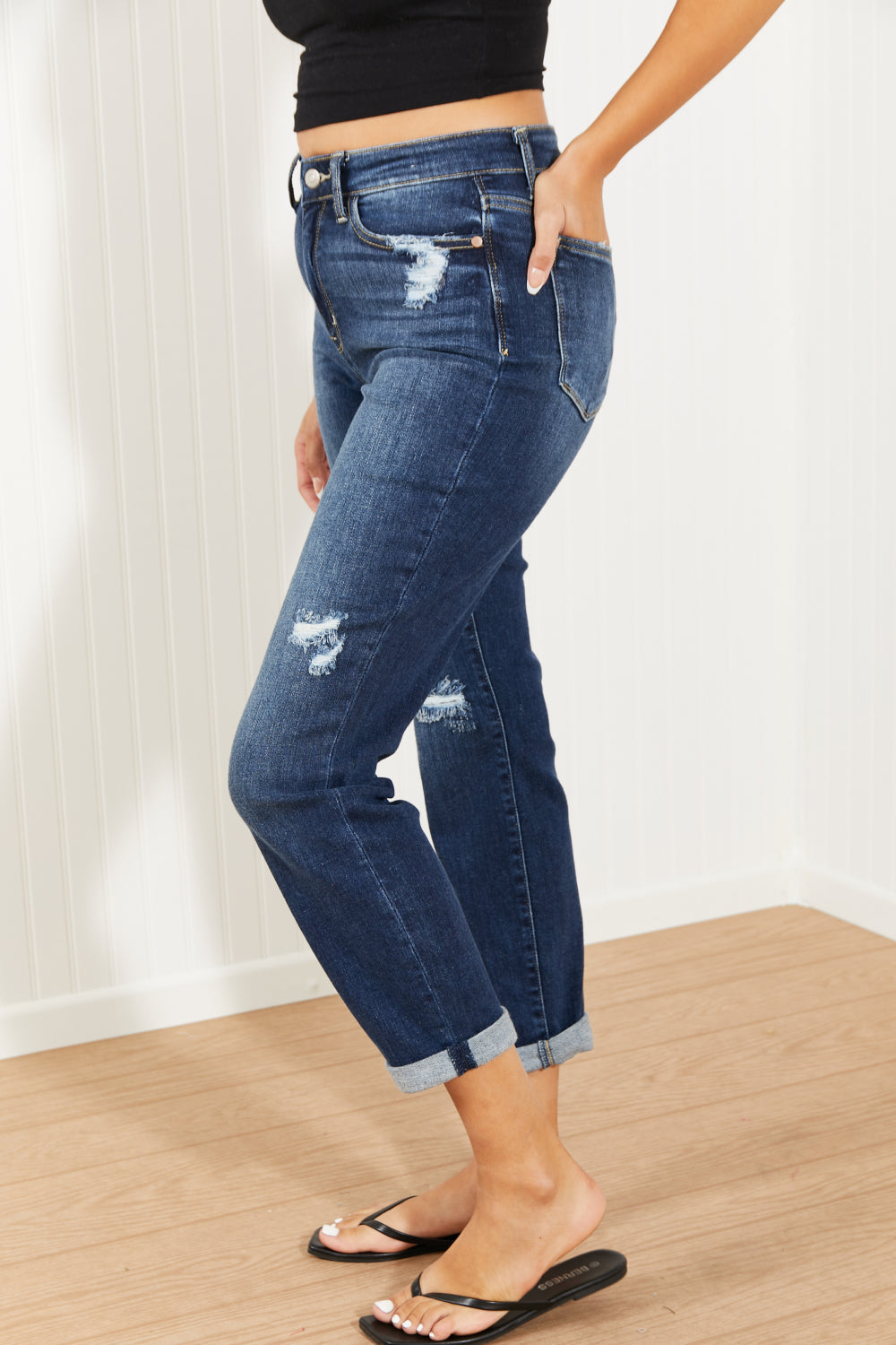 Judy Blue Avery High-Rise Cuffed Boyfriend Jeans -