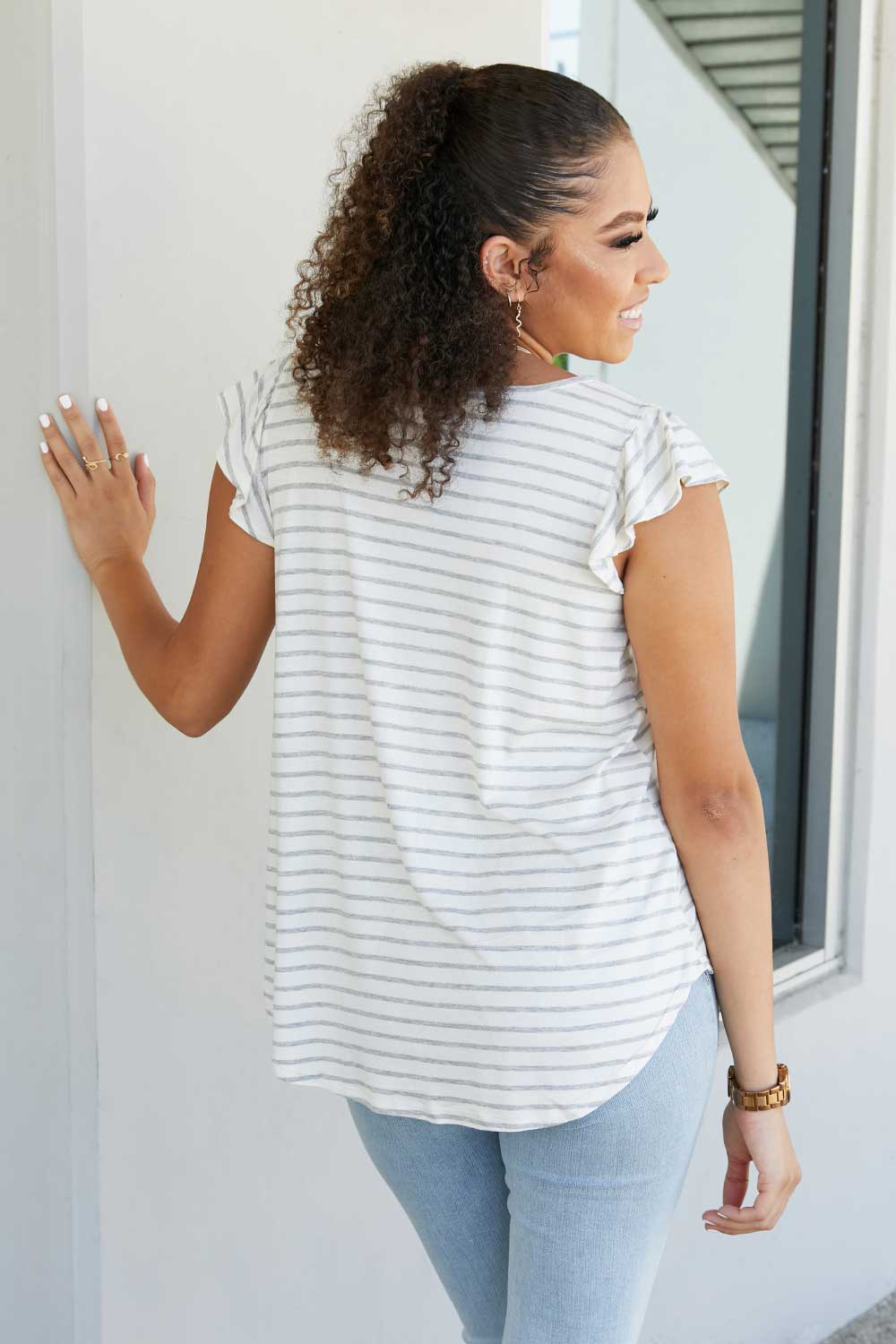 Sew In Love Illuminate the Way Striped Tee in Heather Grey -