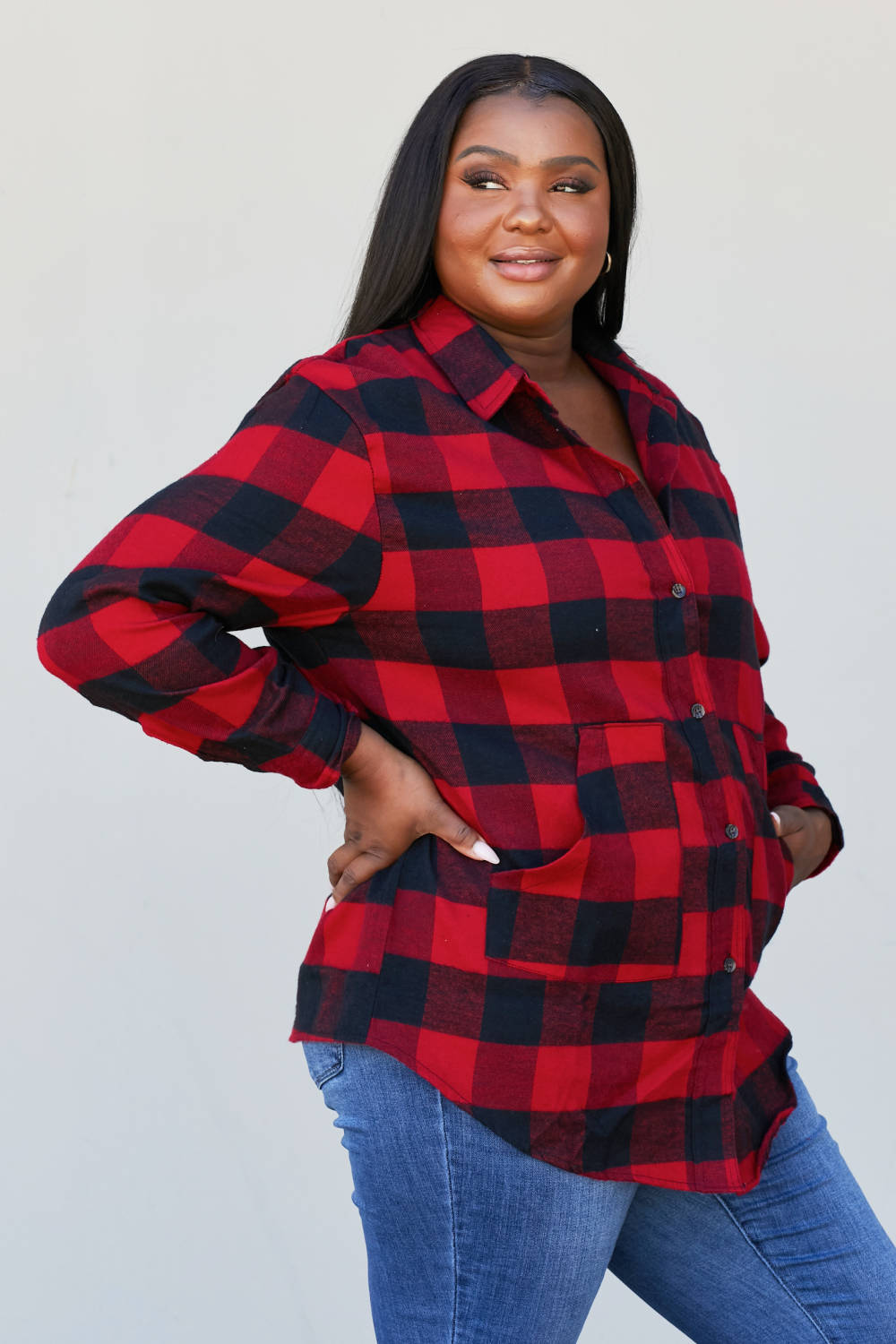 Sew In Love Full Size Plaid Button-Up Shirt -