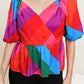 Skies Are Blue Colorful Day Color Block Peplum Top -