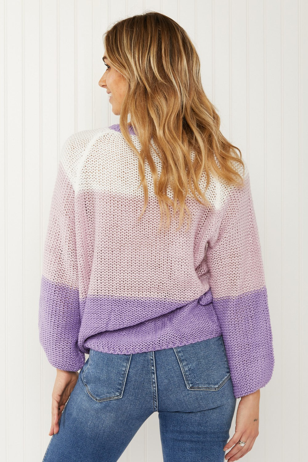 CY Fashion Sugar Plum Color Block Sweater -