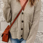 Ribbed Trim Button Down Cardigan with Pockets -