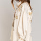 POL Star Patch Distressed Fringe Button-Up Denim Jacket in Oatmilk -