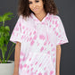 Sew In Love Watching Clouds Tie-Dye Short-Sleeved Hoodie in Neon Pink -