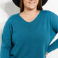 Zenana Hello Fall Center Seam Sweater in Teal -