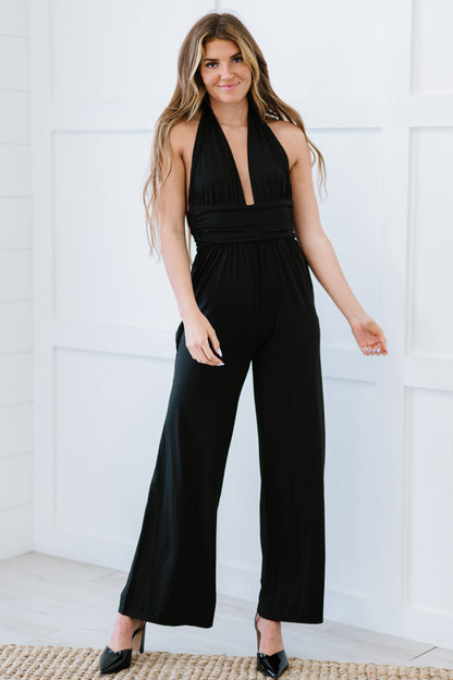 Dress Day Almost There Halter Neck Jumpsuit - Black / S