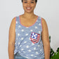 e. Luna Star Spangled Printed Sequin Pocket Tank -